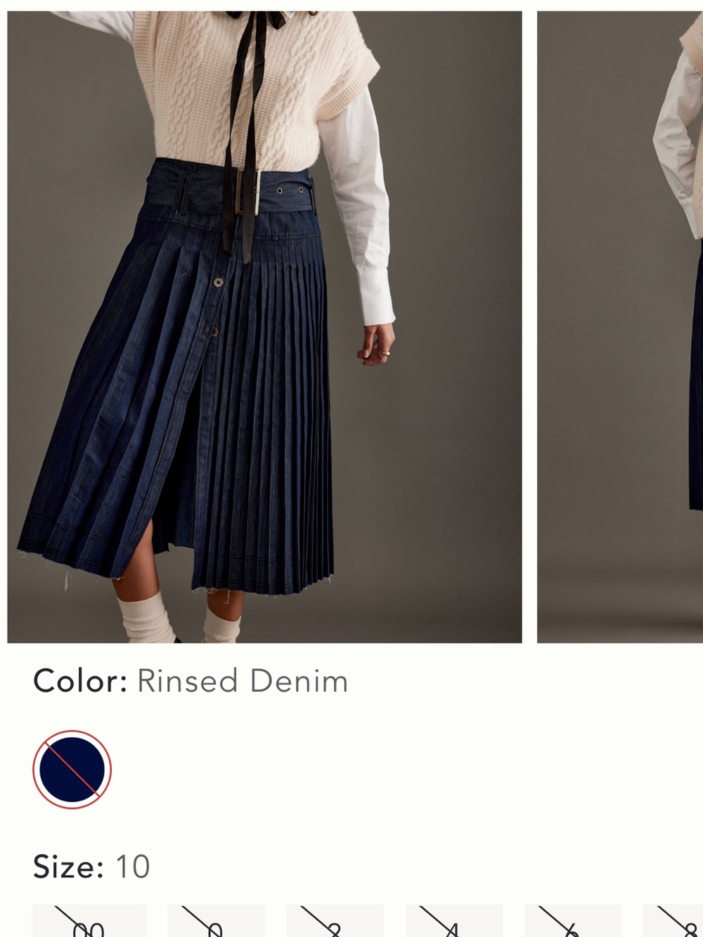 Anthropologie pilcro low slung Pleated dark Denim Skirt with Belt 10 - Picture 3 of 11